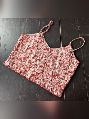 American Eagle Large Floral Strappy V-Neck Crop Top Boho Chic Indie Summer Girl